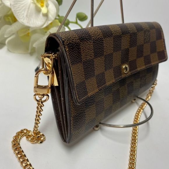 AUTHENTIC Louis Vuitton Damier Azur Wallet on Chain - Picture 3 of 15